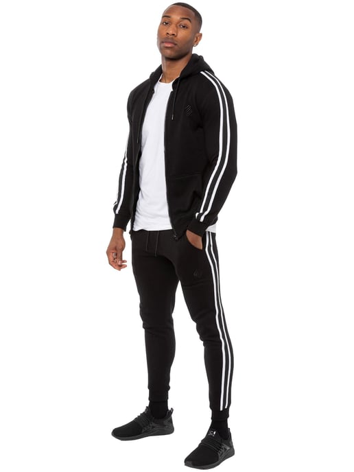Enzo | Conjunto de chándal con capucha y cremallera para hombre - Negro - Image 1