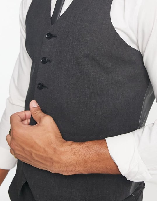 Noak 'Camden' slim premium fabric suit waistcoat in charcoal grey with stretch