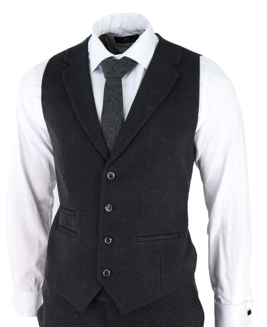 Traje de tweed negro de tres piezas para hombre, Peaky Blinders, estilo Gatsby de los años 20, corte clásico a medida - Image 4
