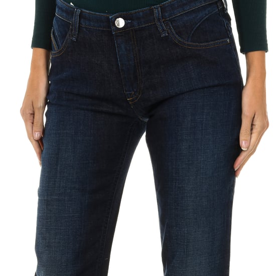 Long worn effect denim pants 6X5J07-5D0DZ woman