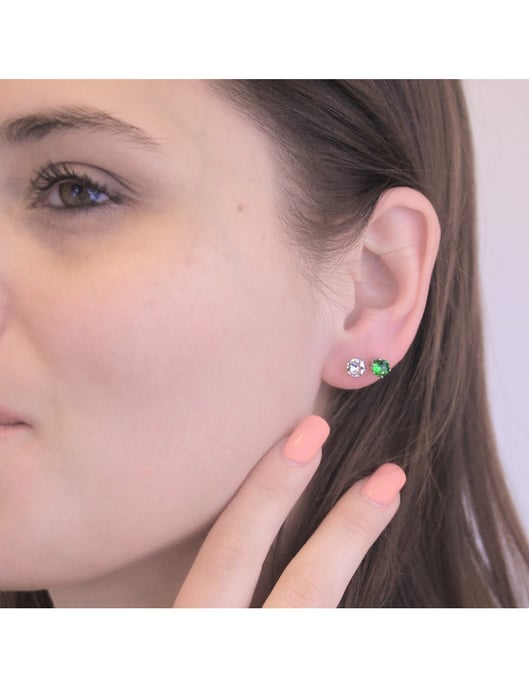 Pendientes Aout con piedra de nacimiento - Plata y verde claro - Image 2