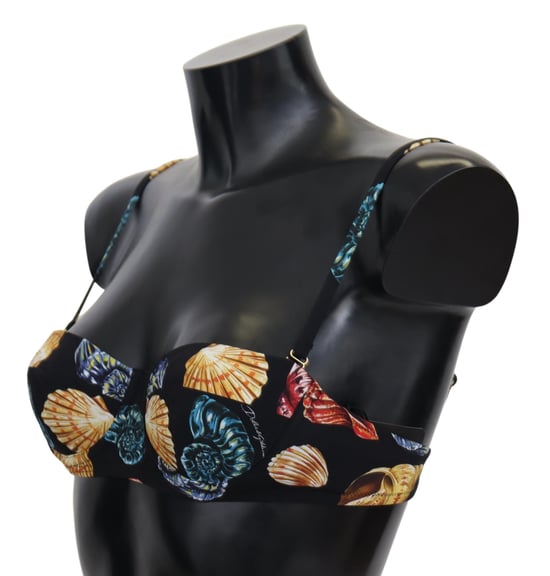 Bikini Top de Mujer con Estampado de Conchas Negras de Dolce & Gabbana - Image 5
