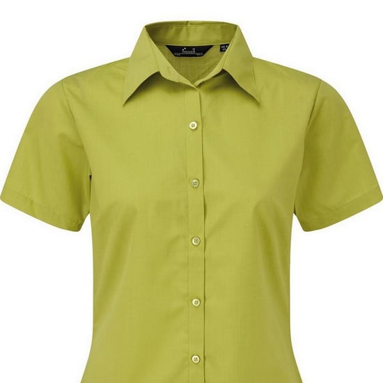 Premier Short Sleeve Poplin Blouse / Plain Work Shirt (Lime) - Image 2