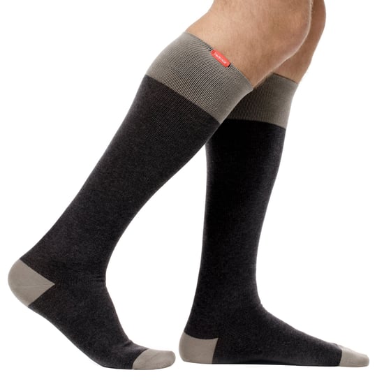 VIM&VIGR - Calcetines de compresión graduada para pantorrilla ancha 20-30 mmhg para hombre y mujer - Gris oscuro y claro - Image 2