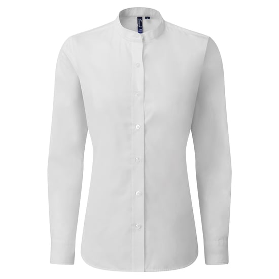 Premier Womens/Ladies Grandad Collar Formal Shirt (White) - Image 1