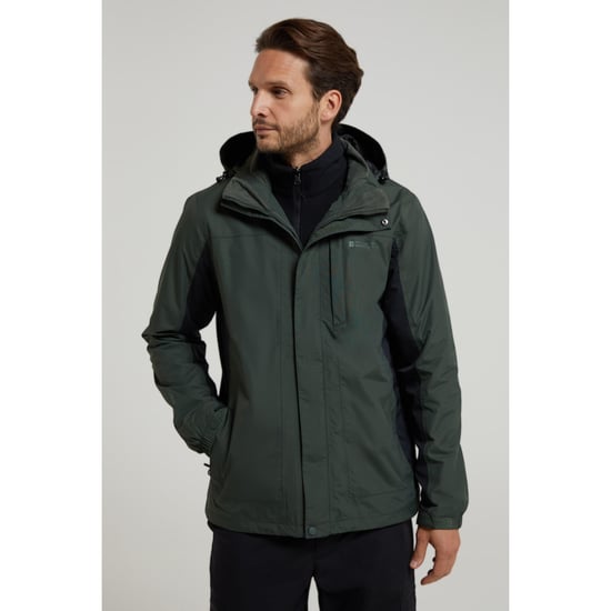 Mountain Warehouse Mens Thunderstorm 3 in 1 Waterproof Jacket (Khaki) - Image 1