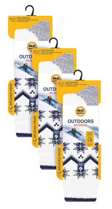 3 Pares Multipack Ultra Lite Calcetines de Esquí para Mujer - Crema Fairisle - Image 2