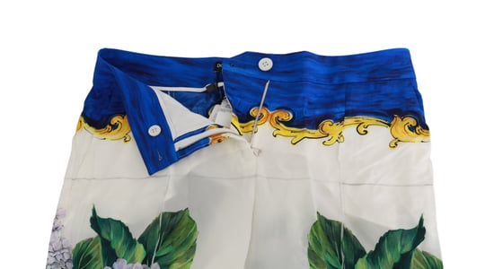 Pantalones de Seda Blancos de Hortensia de Cintura Media de Dolce y Gabbana - Image 5