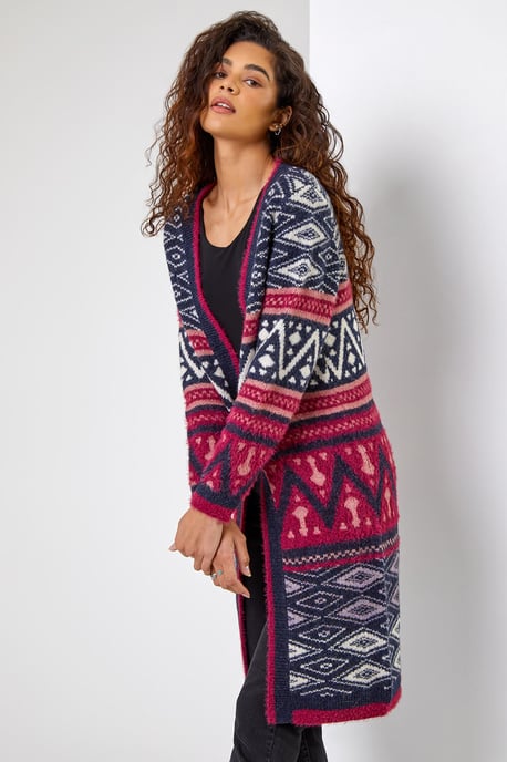 Aztec Print Longline Cardigan