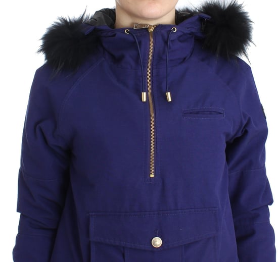 GF Ferre Women's Blue Padded Jacket Hooded Short K-Way