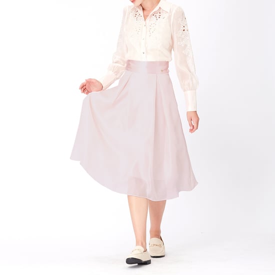 Flared organza and satin skirt - Image 1