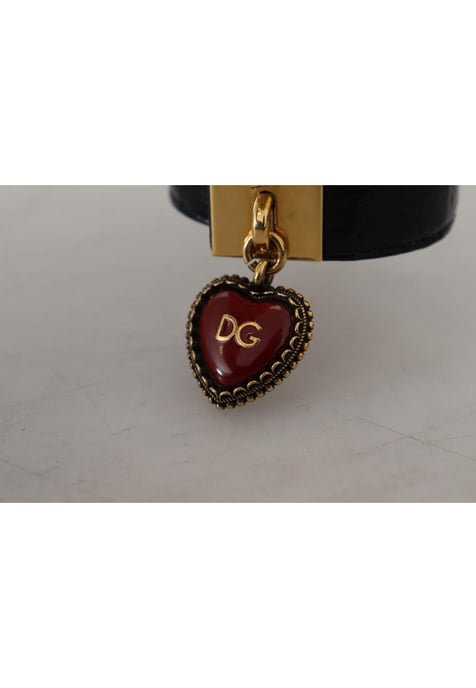 Pulsera De Llavero De Corazon De Cuero Negro - Image 5