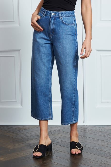 Mid Blue Denim Culotte Jeans