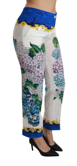 Pantalones de Seda Blancos de Hortensia de Cintura Media de Dolce y Gabbana - Image 2