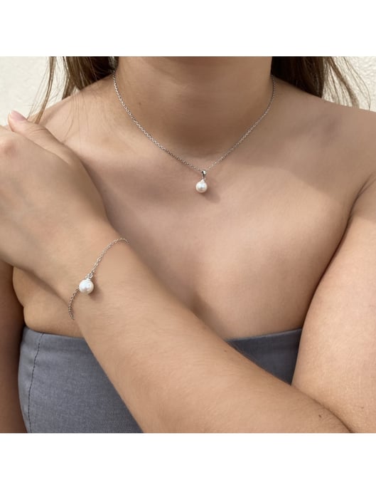 Conjunto de perlas de cristal de luna llena - Plata y cristal - Image 2