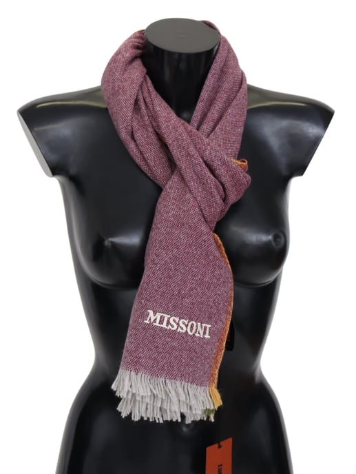 Missoni Men's Maroon 100% Cashmere Unisex Wrap Scarf - Image 1