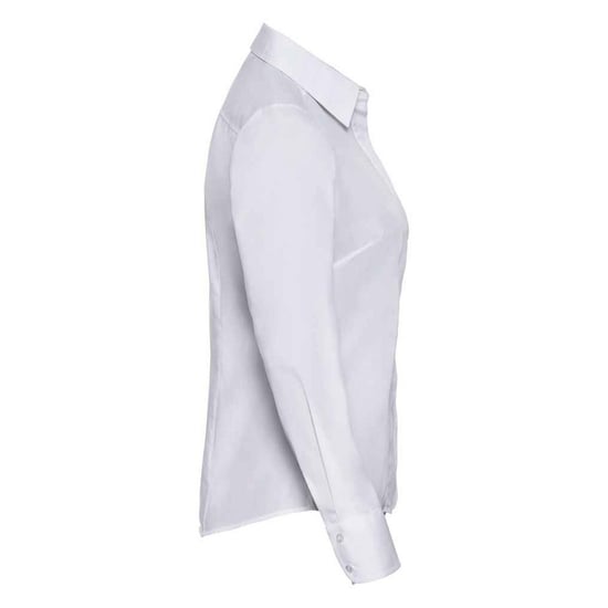 Russell Collection Womens/Ladies Poplin Fitted Long-Sleeved Formal Shirt (White) - Image 3