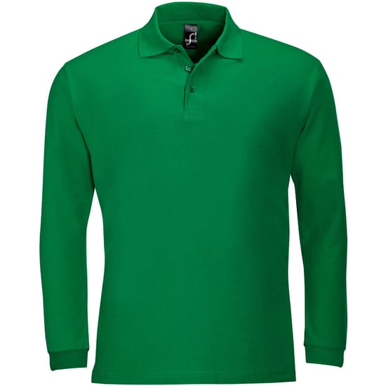 SOLS Mens Winter II Long Sleeve Pique Cotton Polo Shirt (Kelly) - Image 1