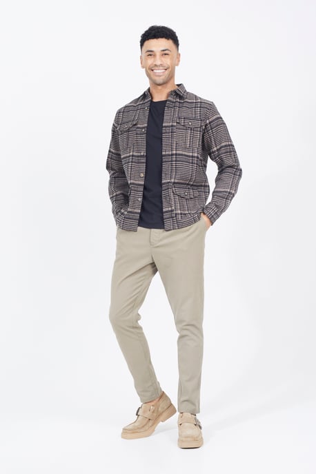 Cotton Blend Long Sleeve Check Shirt