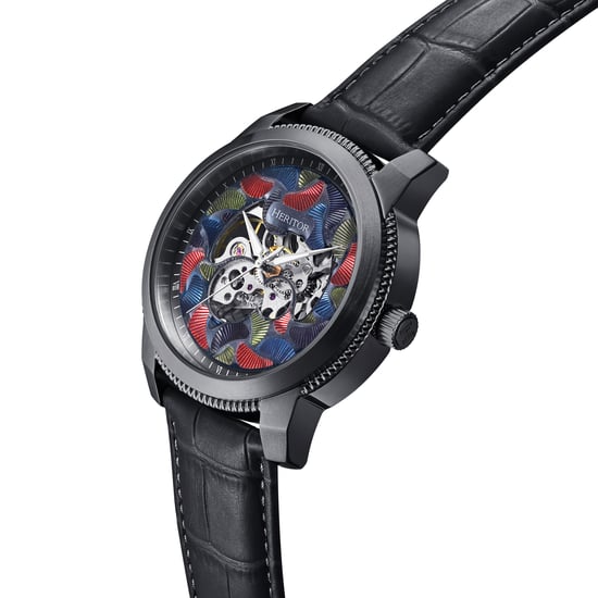 Reloj automático Heritor Emmanuel semiesqueleto con correa de cuero - Image 3