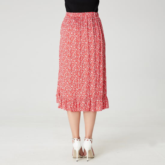 Cross-ruffles and floral print skirt - Image 5