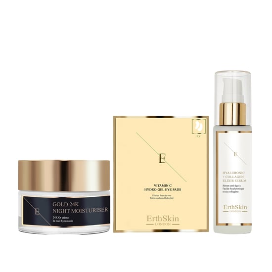 Anti-Wrinkle Night Moisturiser 24k Gold 50ml + Hyaluronic acid & Collagen Serum - 60ml + Vitamin C Hydrogel Eye Pads x 5 - Image 1