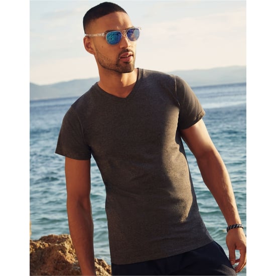 Fruit Of The Loom Mens Valueweight V-Neck, Short Sleeve T-Shirt (Dark Heather) - Image 3