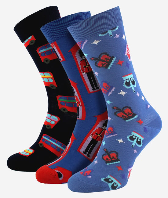 Calcetines con motivos del Reino Unido | Calcetines felices | Calcetines con dibujos de Londres - UK - Image 1
