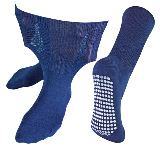 Calcetines Extra Anchos para Edemas con Agarres Antideslizantes | Dr.Socks | Hombre y Mujer | Calcetines de Bambú con Agarres para Piernas, Tobillos y Pies Hinchados - Azul Marino - Image 1