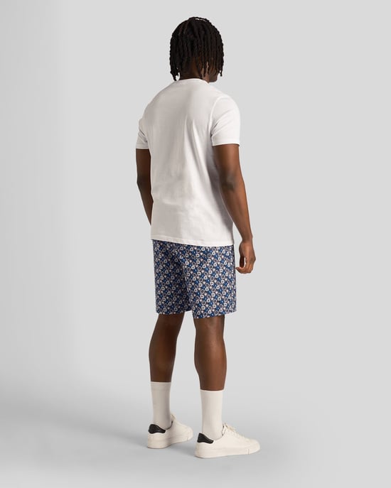 Mens Floral Print Resort Shorts in Dark Navy - Image 3