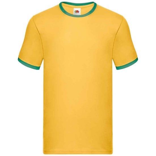 Fruit of the Loom Mens Ringer Contrast T-Shirt (Sunflower/Kelly Green) - Image 1