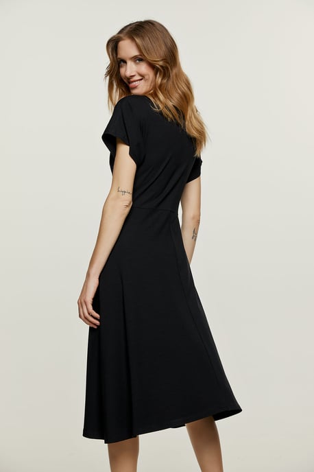 Black Knot-Front Jersey Midi Dress