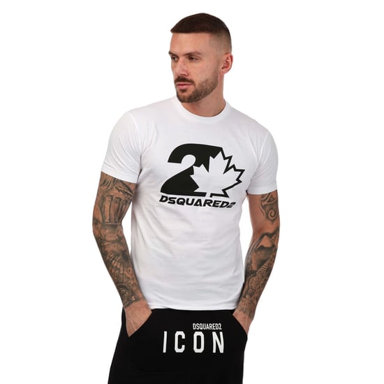 Camiseta de hombre Dsquared2 con logo de hoja de arce en blanco - Image 1
