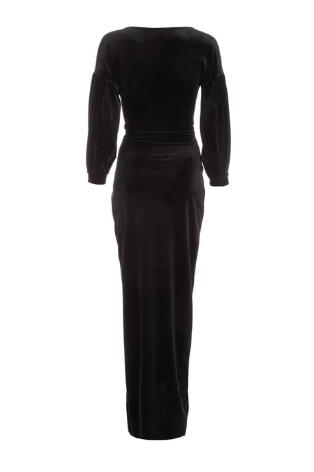 Black Velvet Wrap Maxi Dress