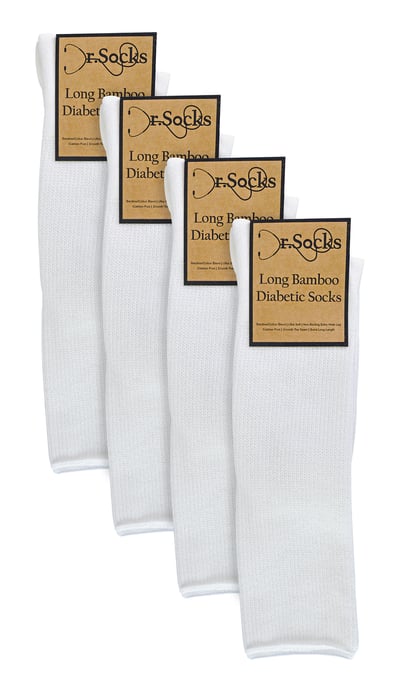 Calcetines Diabéticos para Hombre | Dr.Socks | Calcetines de Bambú Extra Anchos y Largos para Piernas Hinchadas - Blanco - Image 2