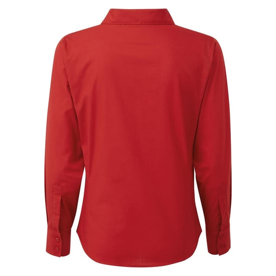 Premier Womens/Ladies Long-Sleeved Shirt (Red) - Image 2