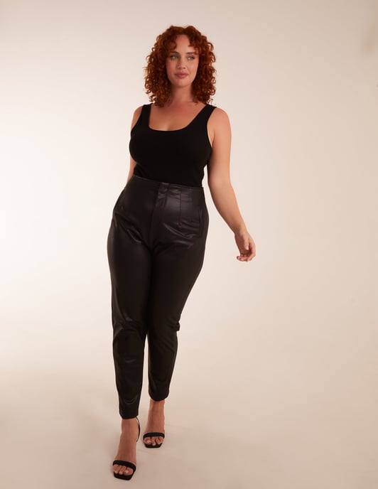 Curve Matte Faux Leather Tailored Trousers