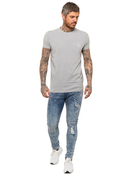 Enzo | Skinny Stretch Ripped Jeans Hombre - Azul claro - Image 6