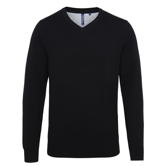 Asquith & Fox Mens Cotton Rich V-Neck Sweater (Black)