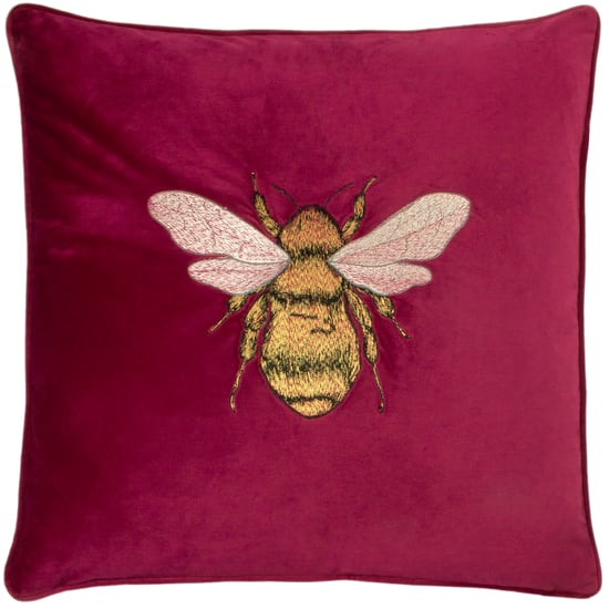 Funda de Cojín de Terciopelo Bordado con Abeja y Ribete Paoletti Hortus - Image 1