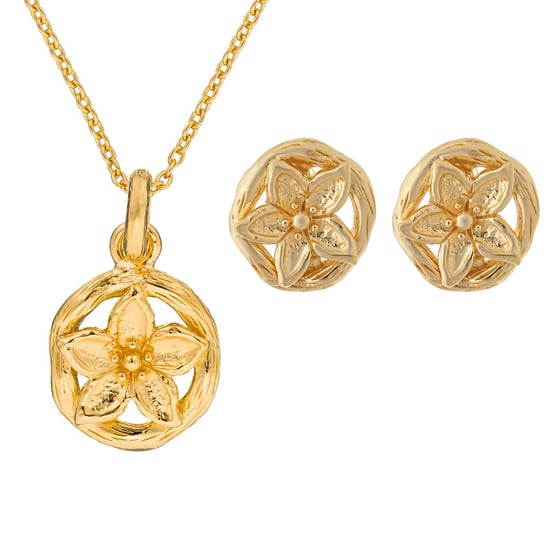 Orphelia Women's 925 Sterling Silver Set: Chain-Pendant + Earrings - Gold SET-6029/1