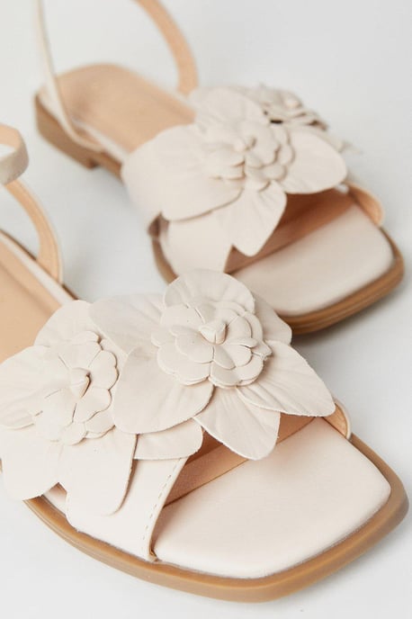 Imogen Corsage Detail Flat Sandals