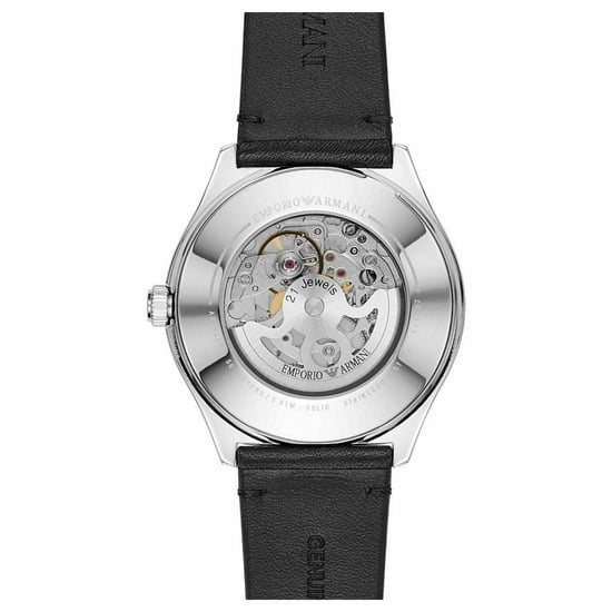 Emporio Armani AR60003 Automatic Black Leather Skeleton Men's Watch - Image 3