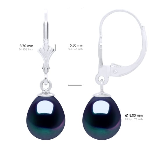 Earrings in White Gold 375 and Real Cultured Freshwater Pearls Pear 8-9 mm - Image 2