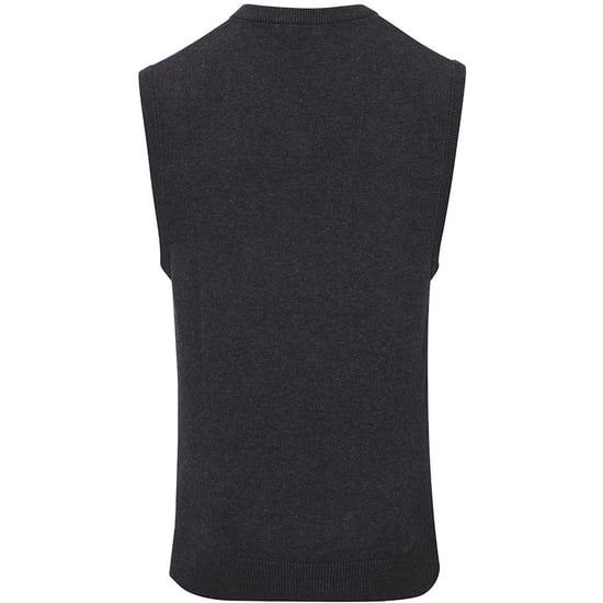 Premier Mens Sleeveless Cotton Acrylic V Neck Sweater (Charcoal) - Image 2