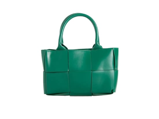 Woven Faux Leather Grab Bag in Green - Image 3