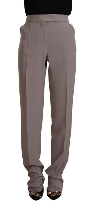 Pantalones largos ajustados de seda marrón de talle alto para mujer Armani - Image 1
