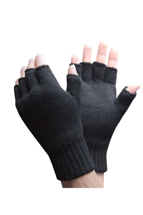 Mens Winter Warm 3.2 TOG Fleece Lined Insulated Fingerless Gloves - Image 1