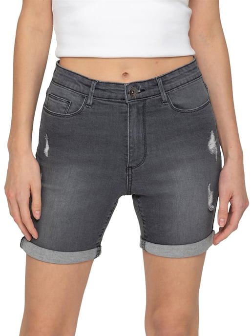Enzo | Pantalones cortos vaqueros rasgados para mujer - Gris - Image 1