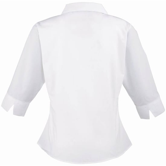 Premier 3/4 Sleeve Poplin Blouse / Plain Work Shirt (White) - Image 2